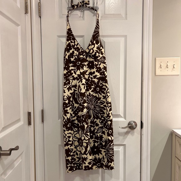Donna Ricco Dresses & Skirts - VNTG Donna Ricco Y2K Brown and Cream Floral‎ Halter Mini Dress